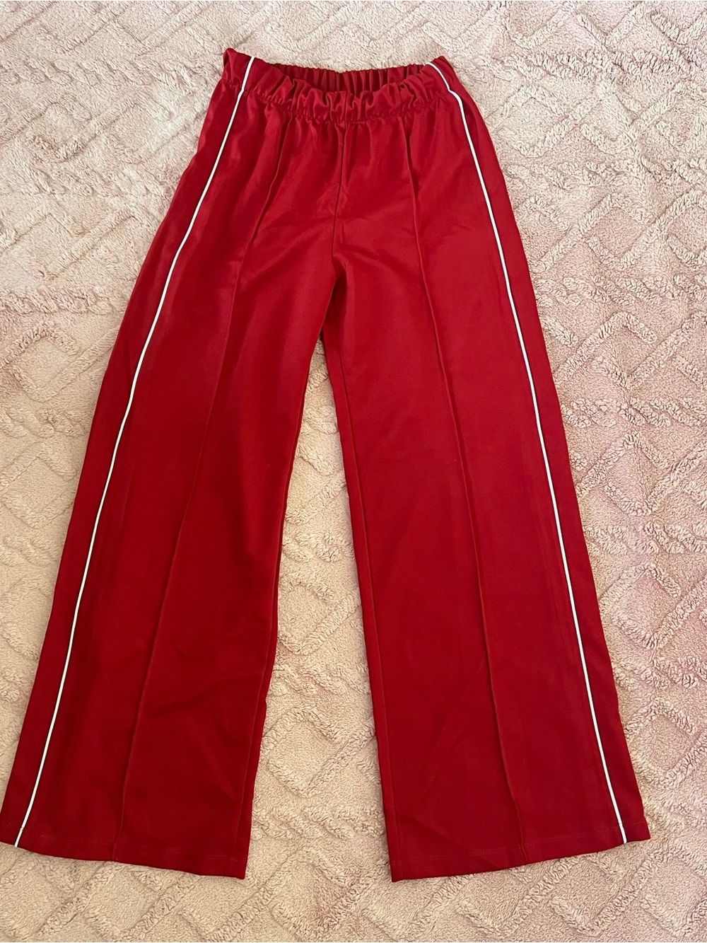 wild fable Red Wide-Leg Sweatpants with White Side Piping